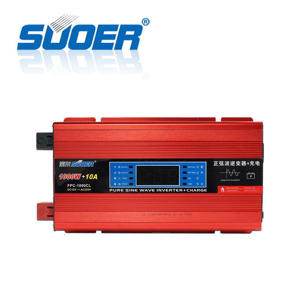 Suoer factory price 1000 watt off grid DC to AC Inverters pure sine wave inverter with AC Charger 10A